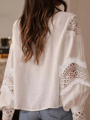 Crochet Lace Detail Long Sleeve Blouse