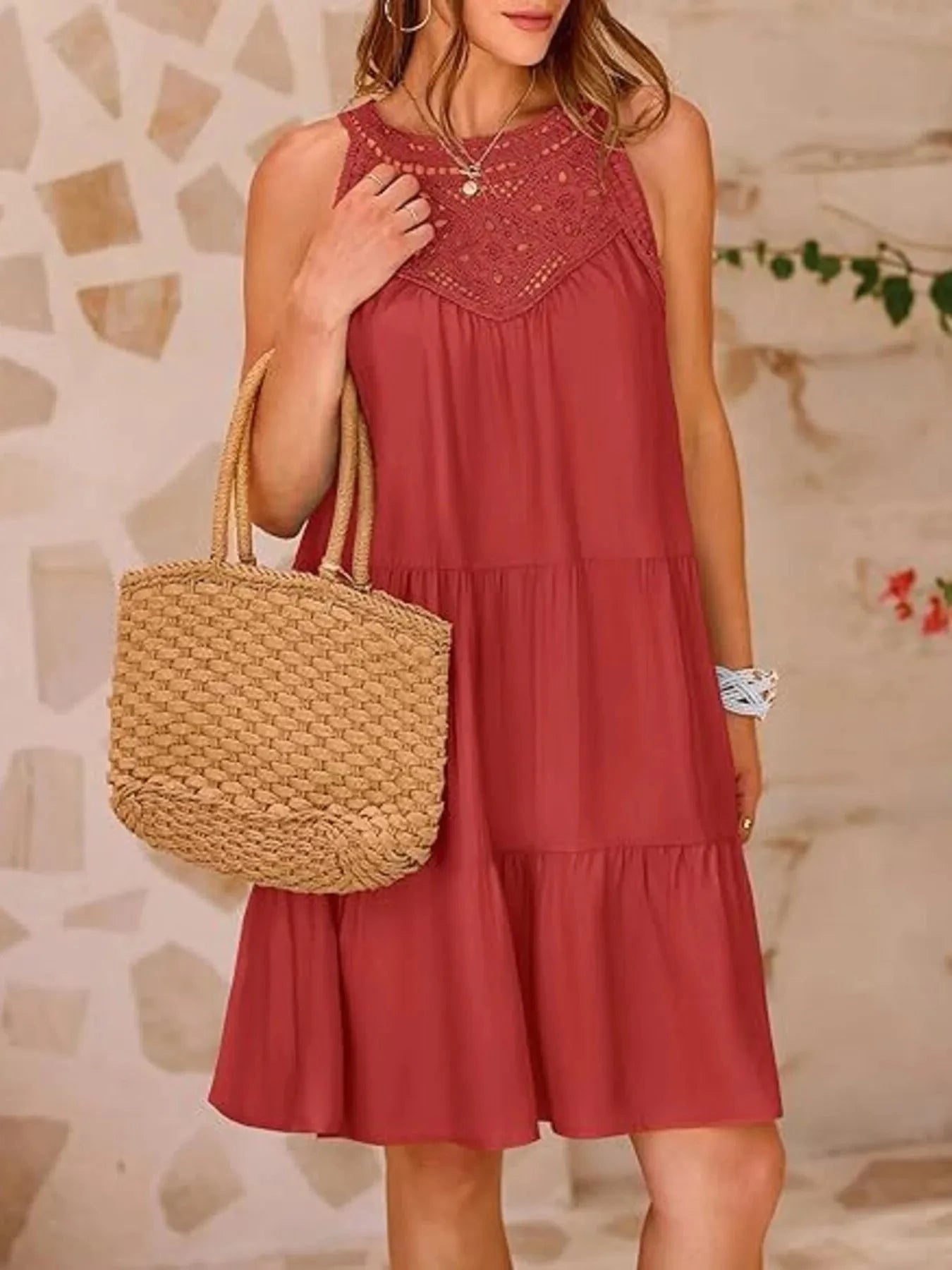 Crochet Lace Tiered Summer Dress