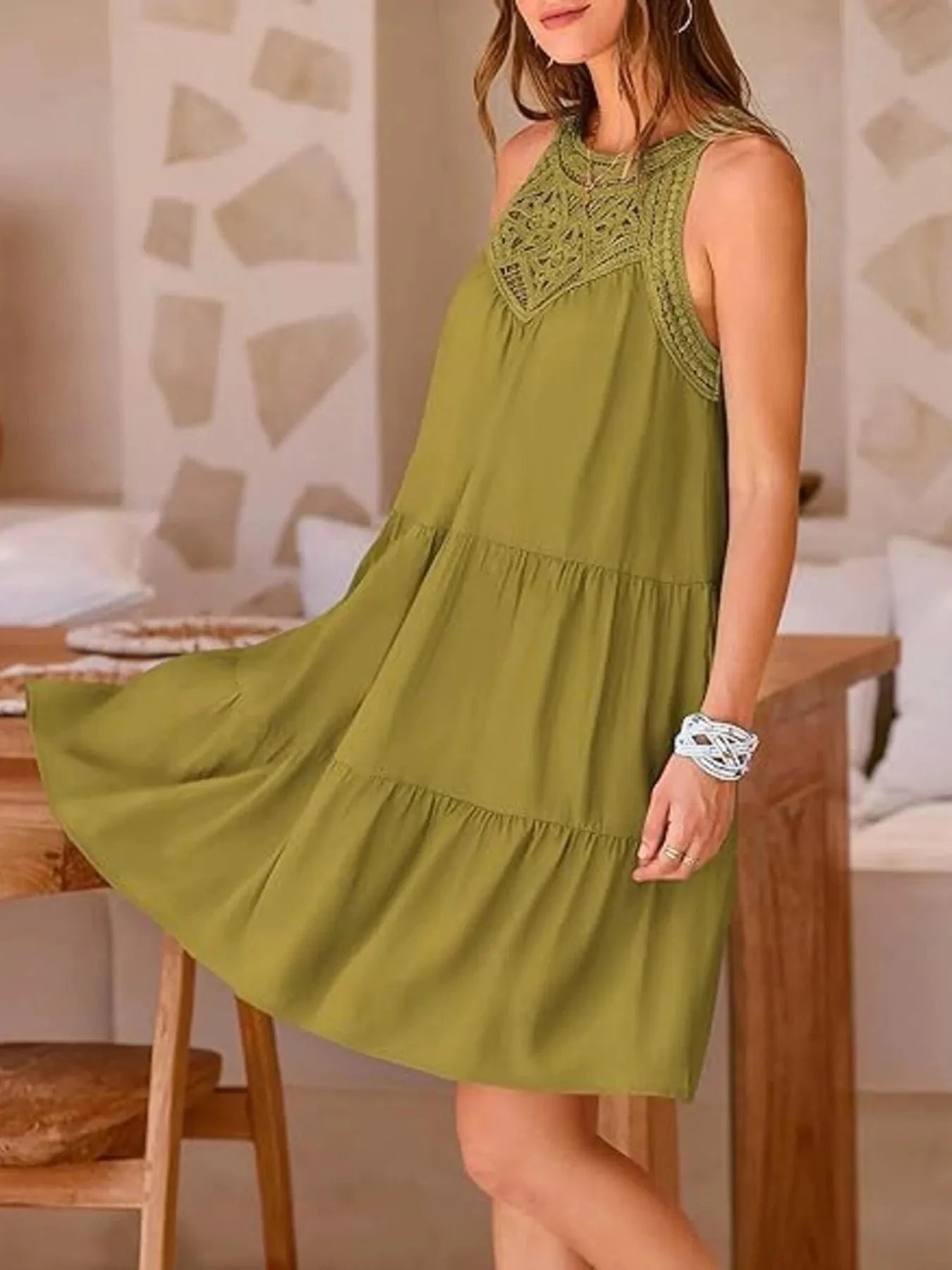 Crochet Lace Tiered Summer Dress