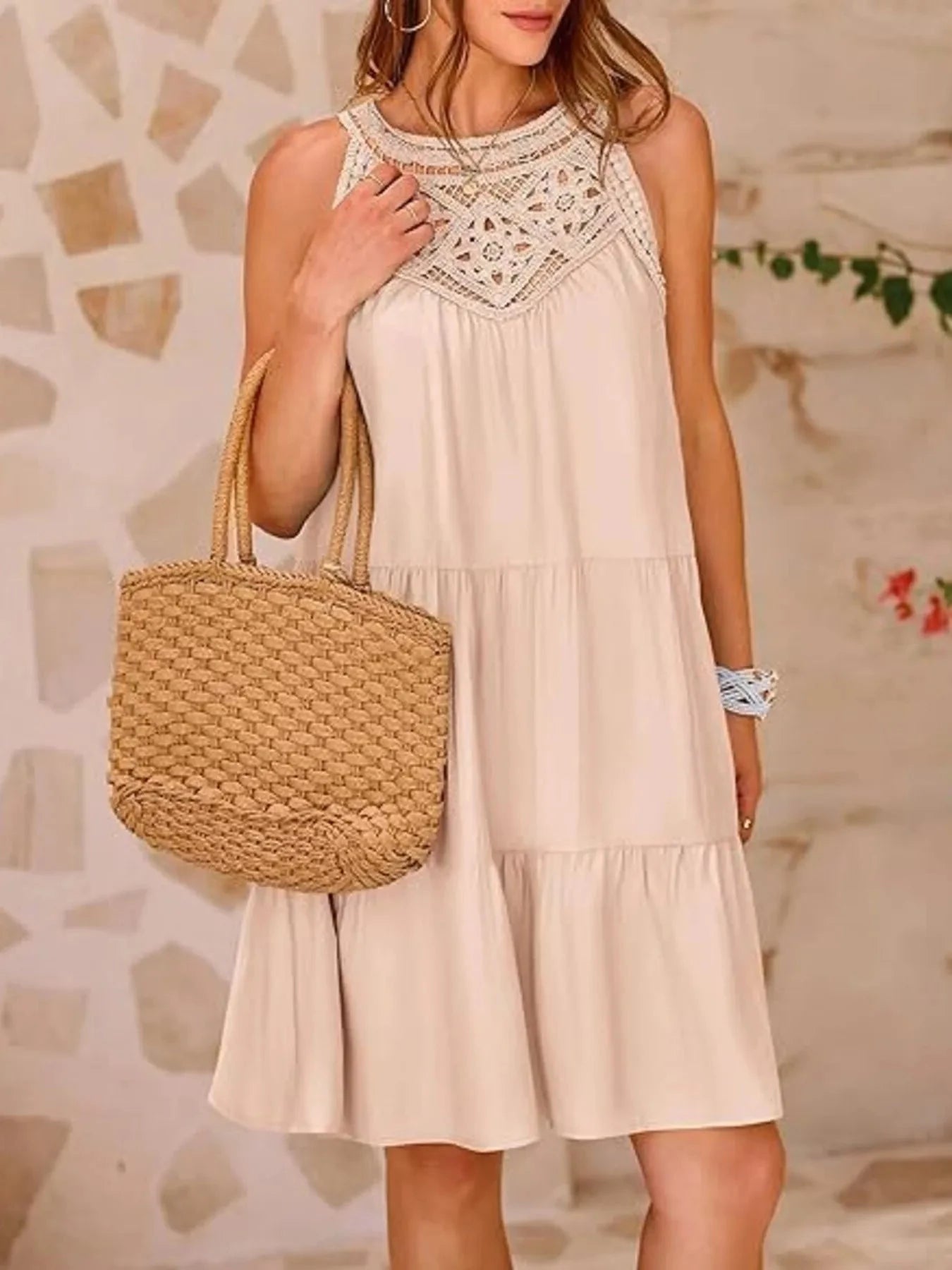 Crochet Lace Tiered Summer Dress