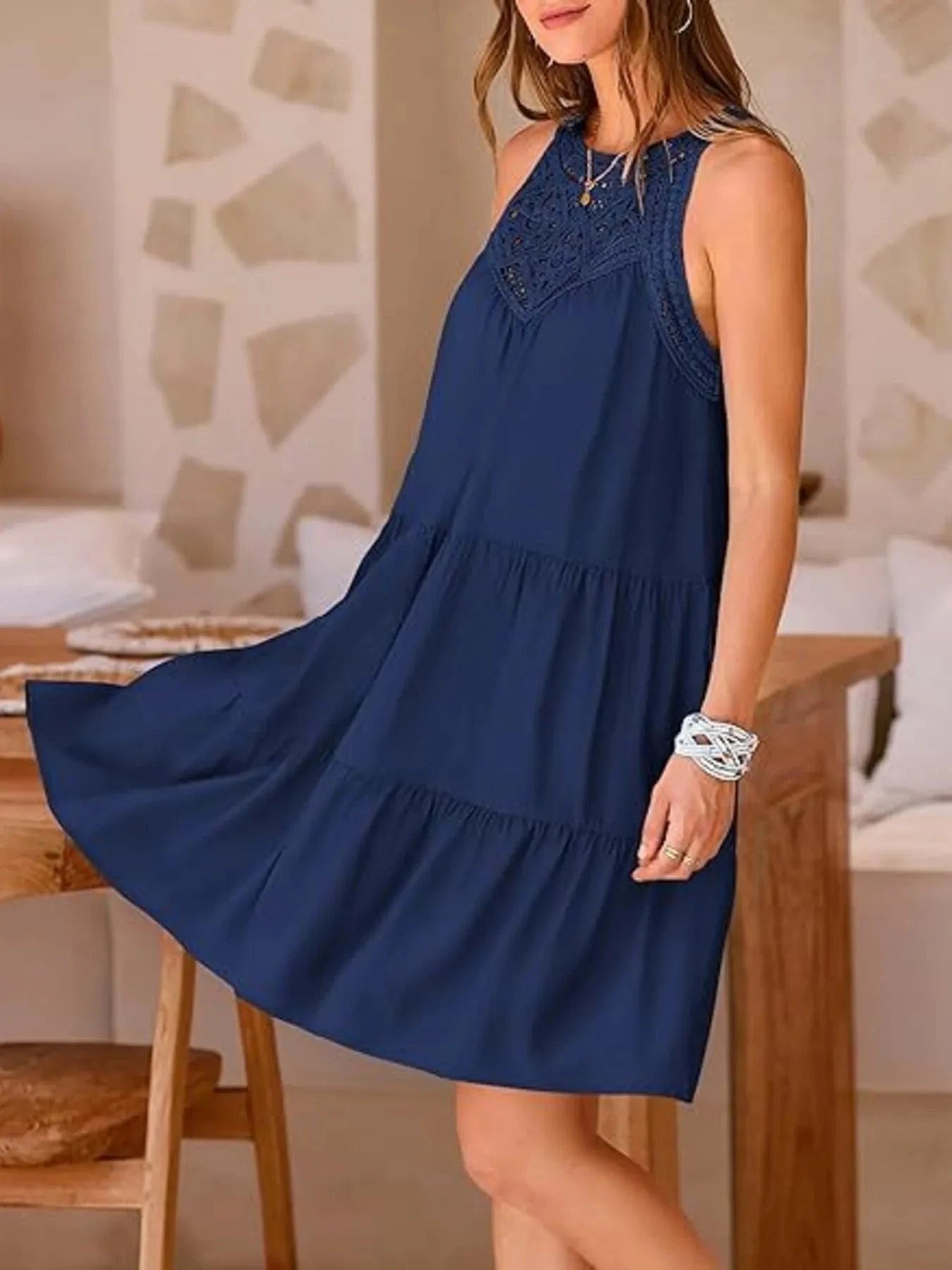 Crochet Lace Tiered Summer Dress