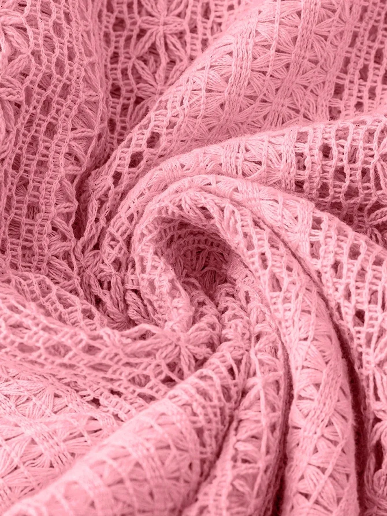 Crochet Notched Button-Front Shirt