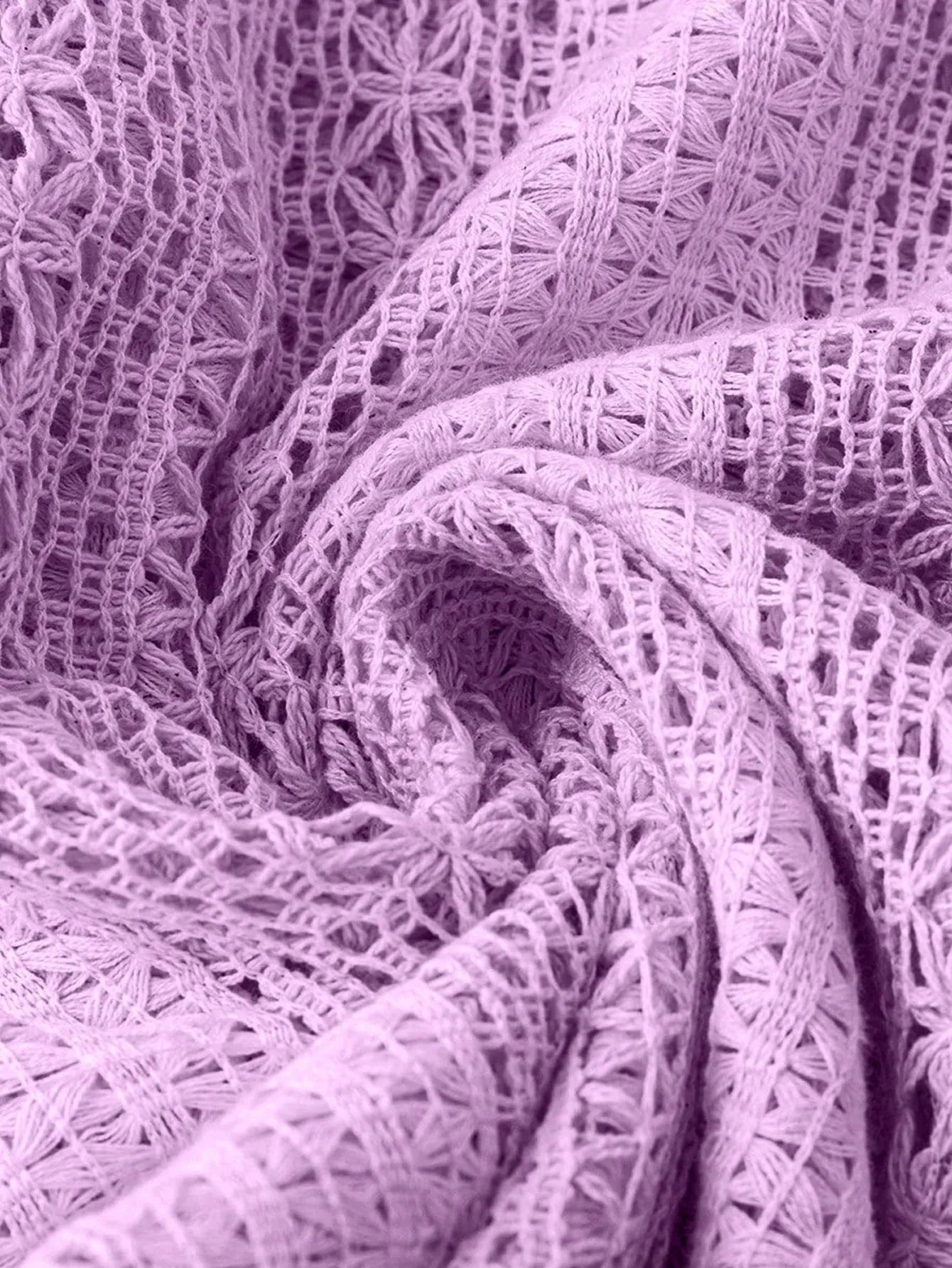 Crochet Notched Button-Front Shirt