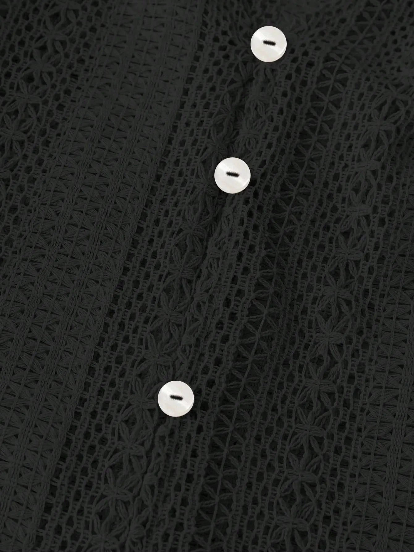 Crochet Notched Button-Front Shirt