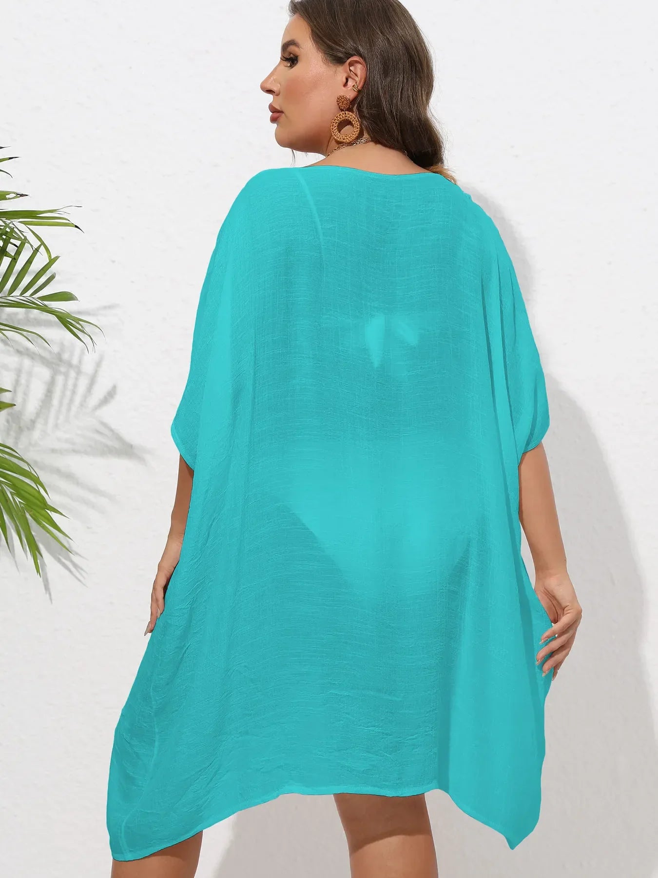 Crochet Trim V-Neck Beach Cover Up Dress