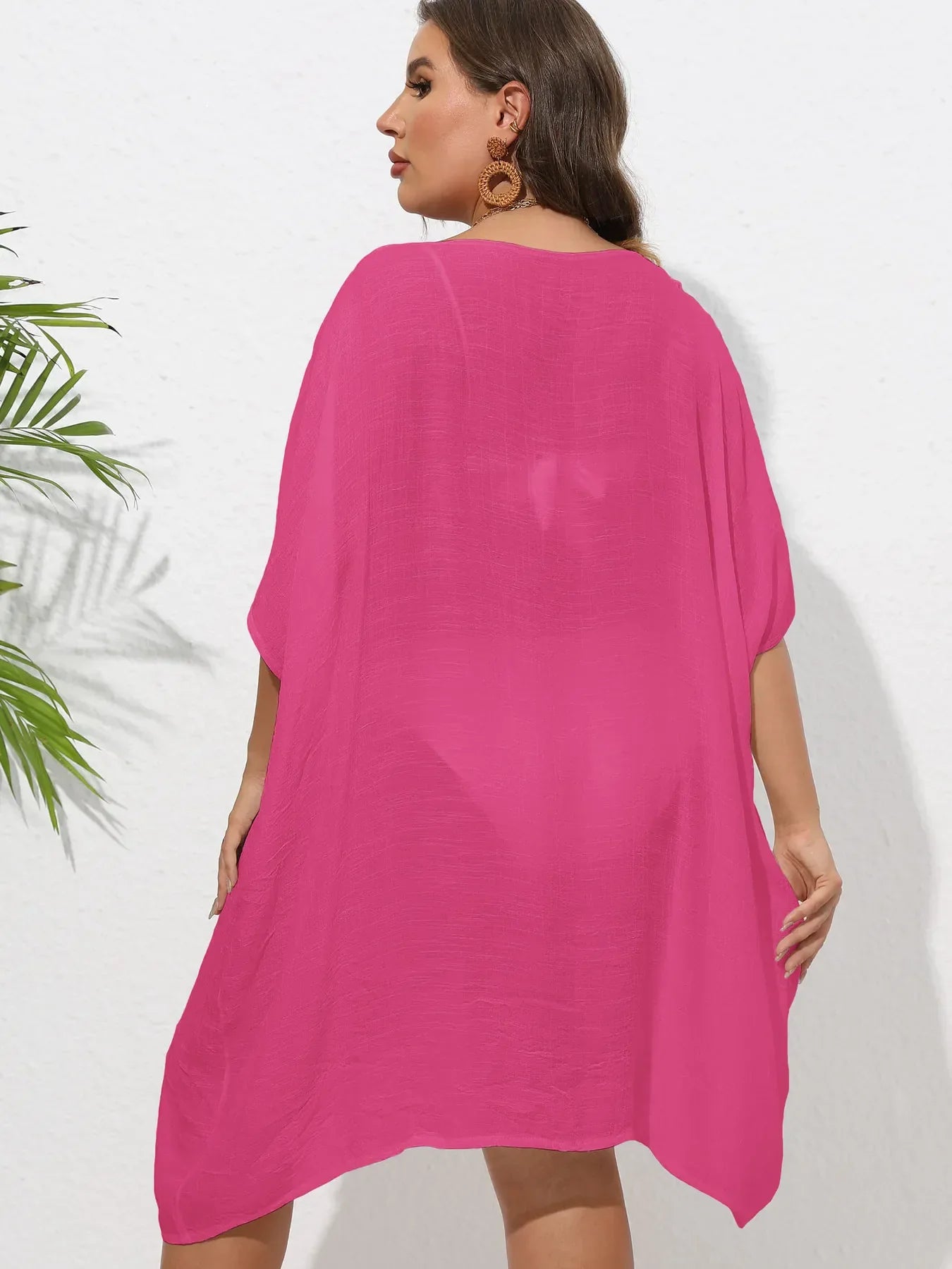 Crochet Trim V-Neck Beach Cover Up Dress