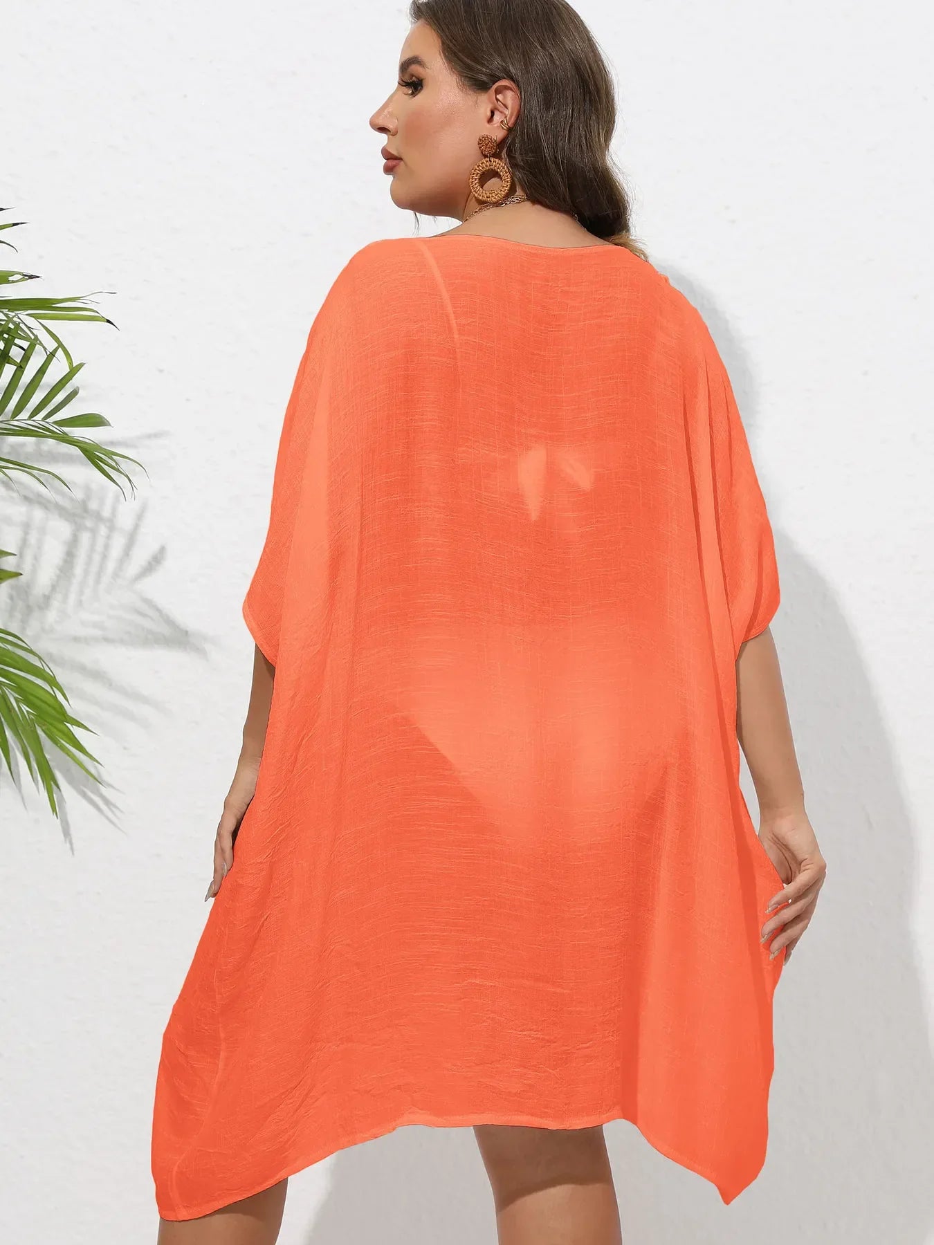 Crochet Trim V-Neck Beach Cover Up Dress