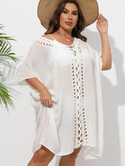 Crochet Trim V-Neck Beach Cover Up Dress