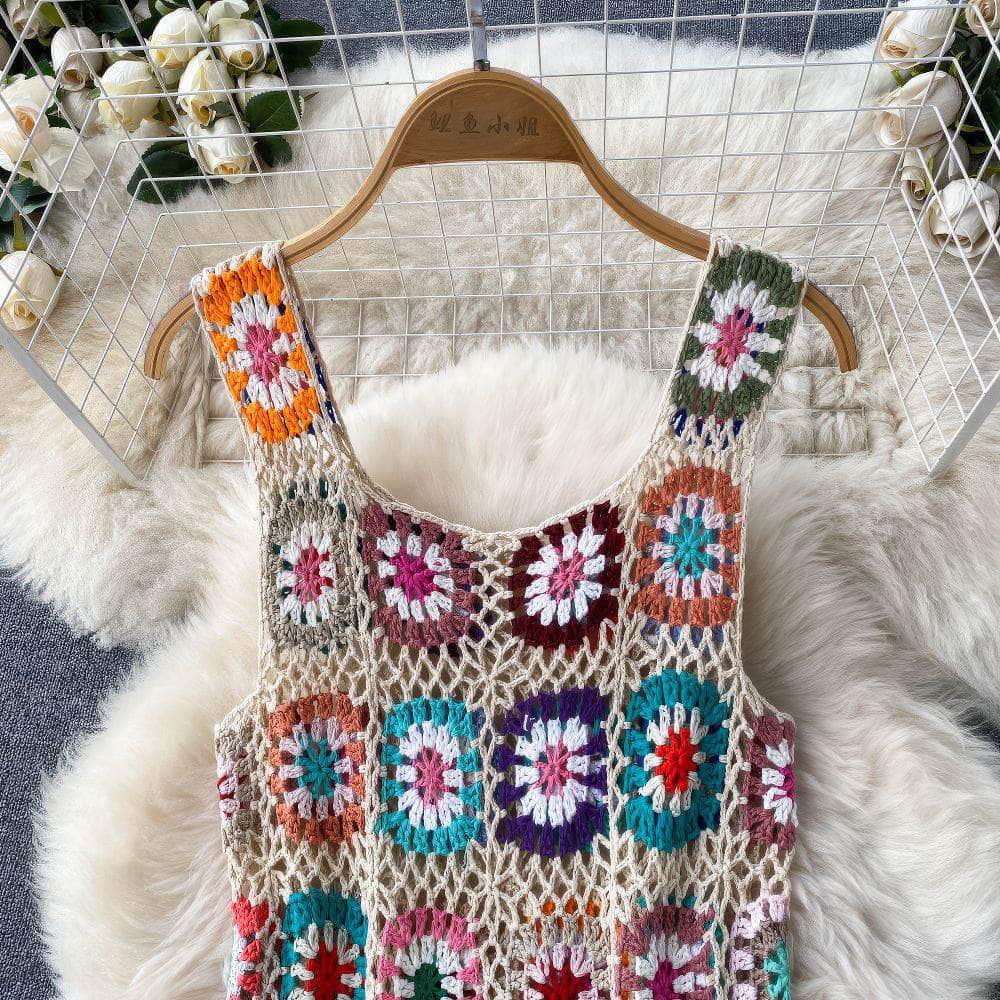 Crotchet Floral Lace Tassel Cami Dress