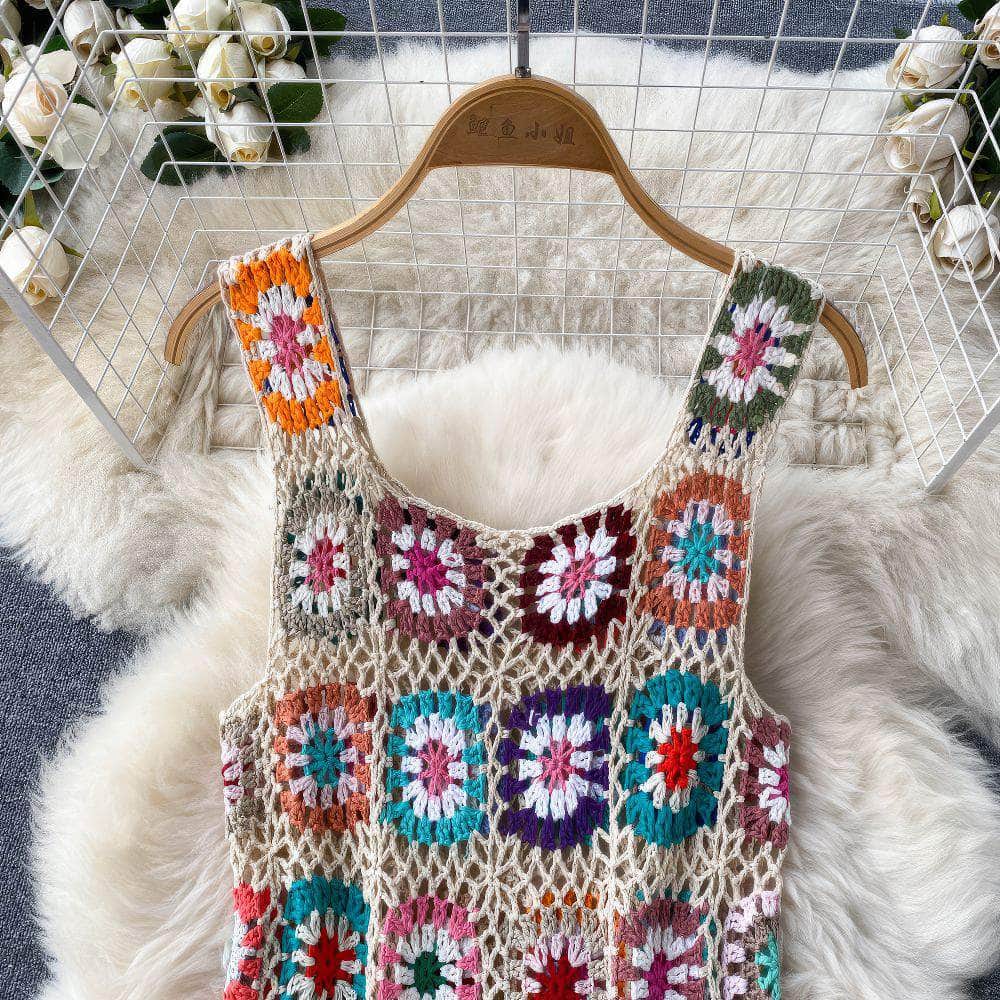 Crotchet Floral Lace Tassel Cami Dress
