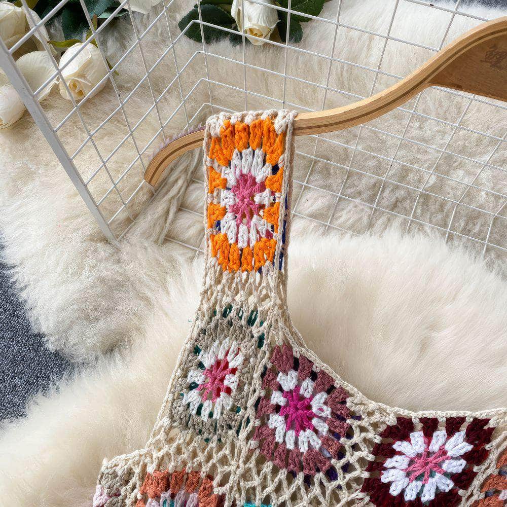Crotchet Floral Lace Tassel Cami Dress