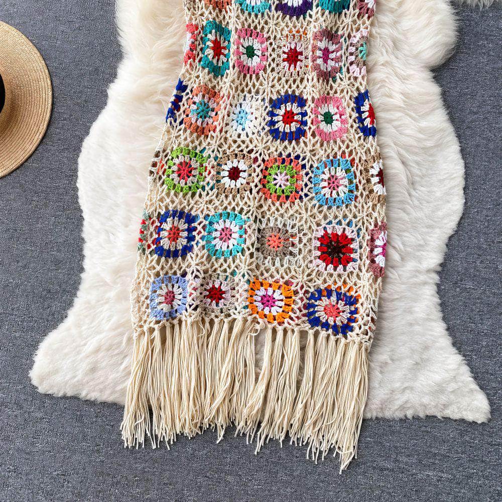 Crotchet Floral Lace Tassel Cami Dress