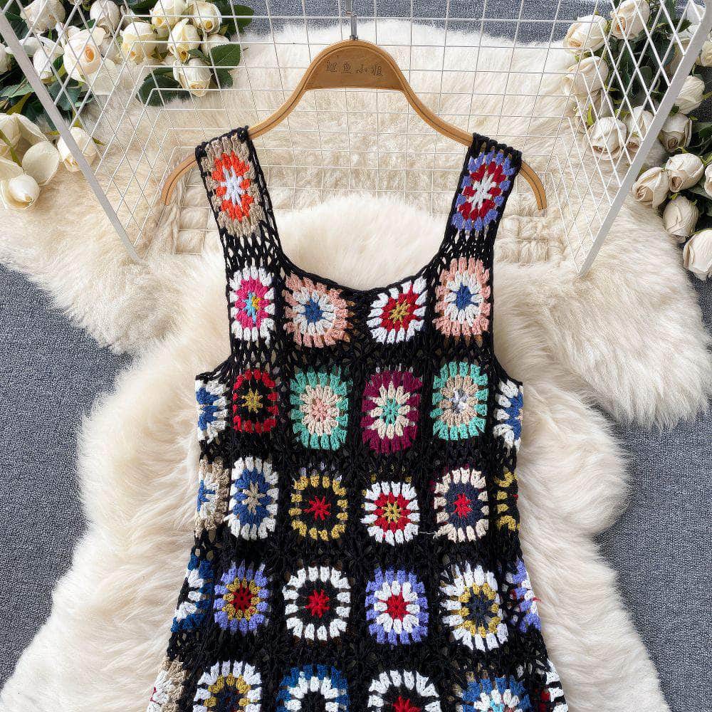 Crotchet Floral Lace Tassel Cami Dress