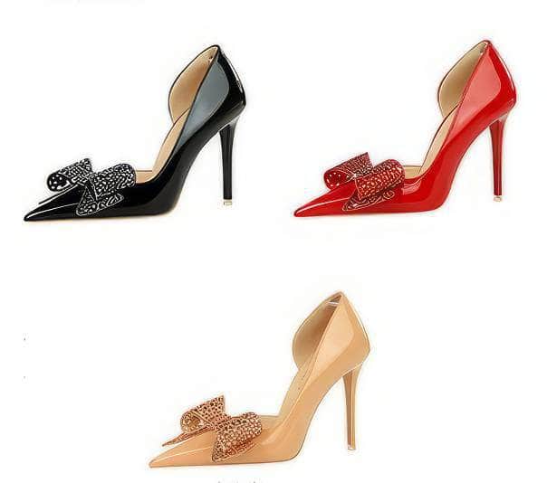 Crystal Embellished Bow Detailed Pump Stilettos
