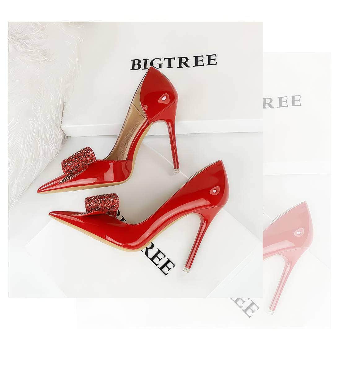 Crystal Embellished Bow Detailed Pump Stilettos