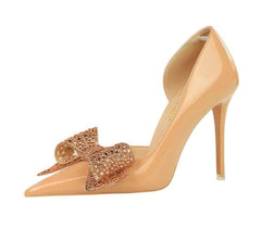 Crystal Embellished Bow Detailed Pump Stilettos