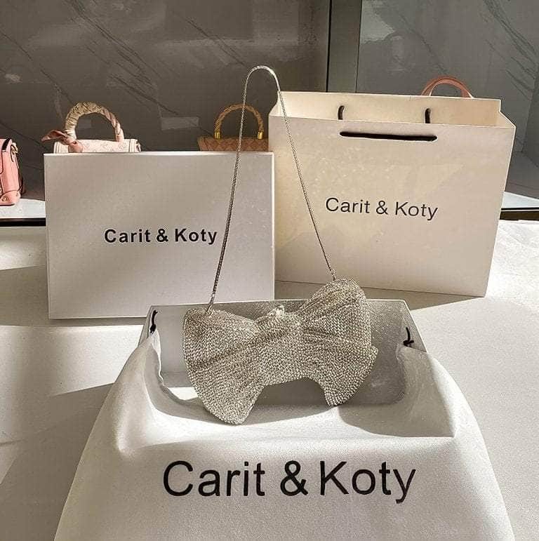 Crystal Rhinestone Bow Decor Luxury Purse Silver