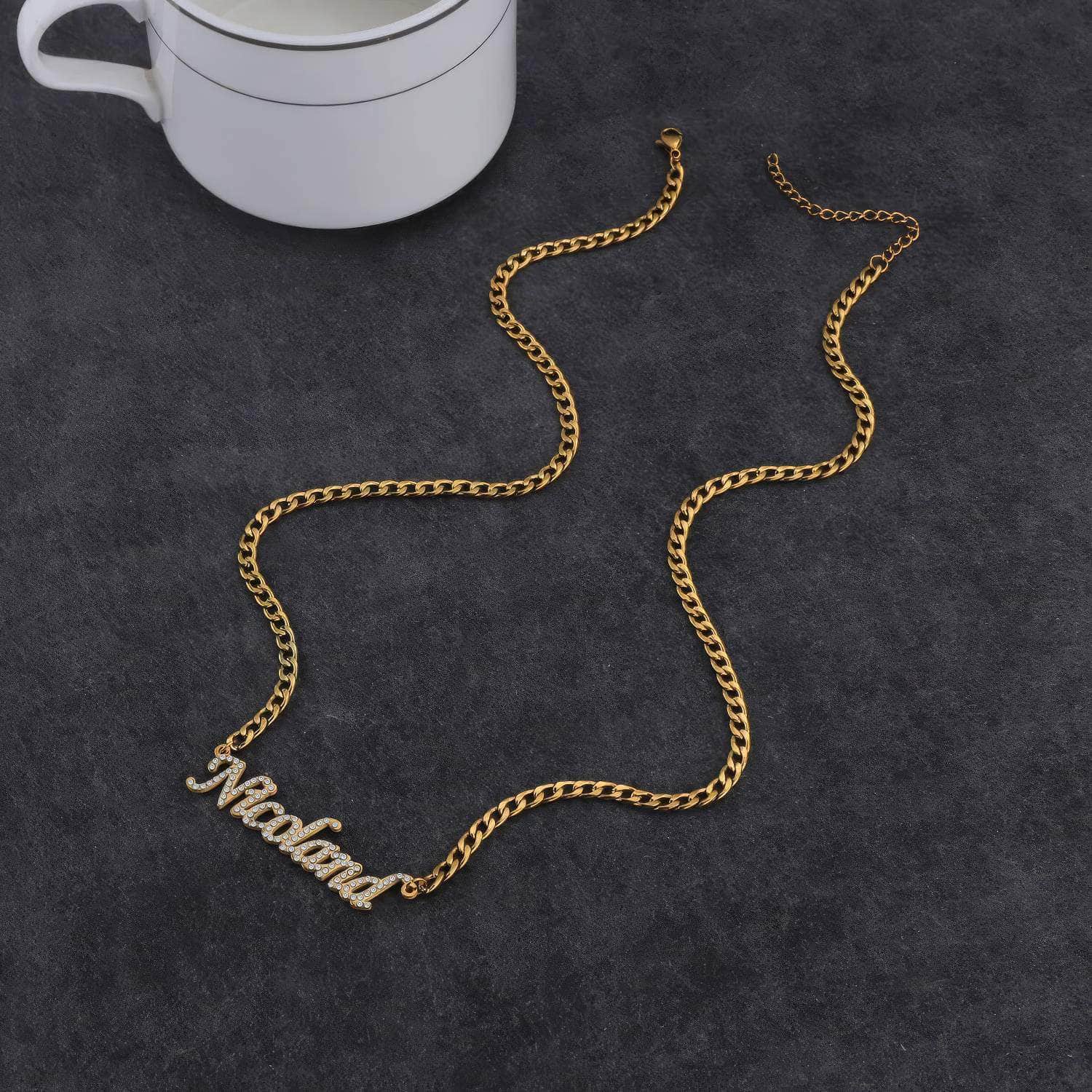 Custom Personalized Name Stainless Steel Necklace - Bling Pendant with Cubic Zircon Letters, Ideal for Women