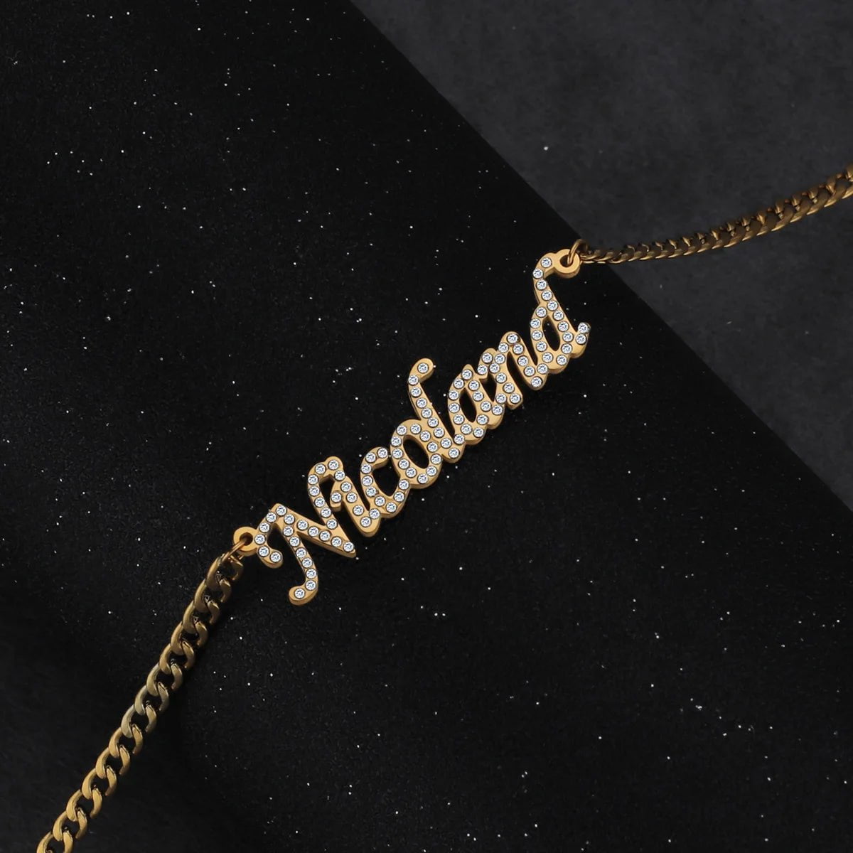Custom Personalized Name Stainless Steel Necklace - Bling Pendant with Cubic Zircon Letters, Ideal for Women