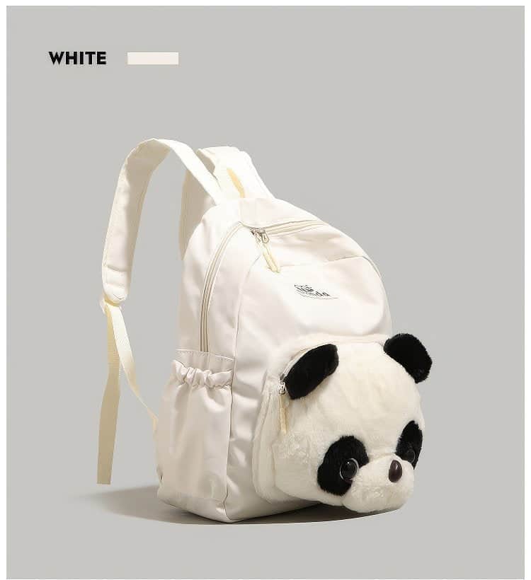 Cute Black and White Panda Backpack with Soft Plush Pocket