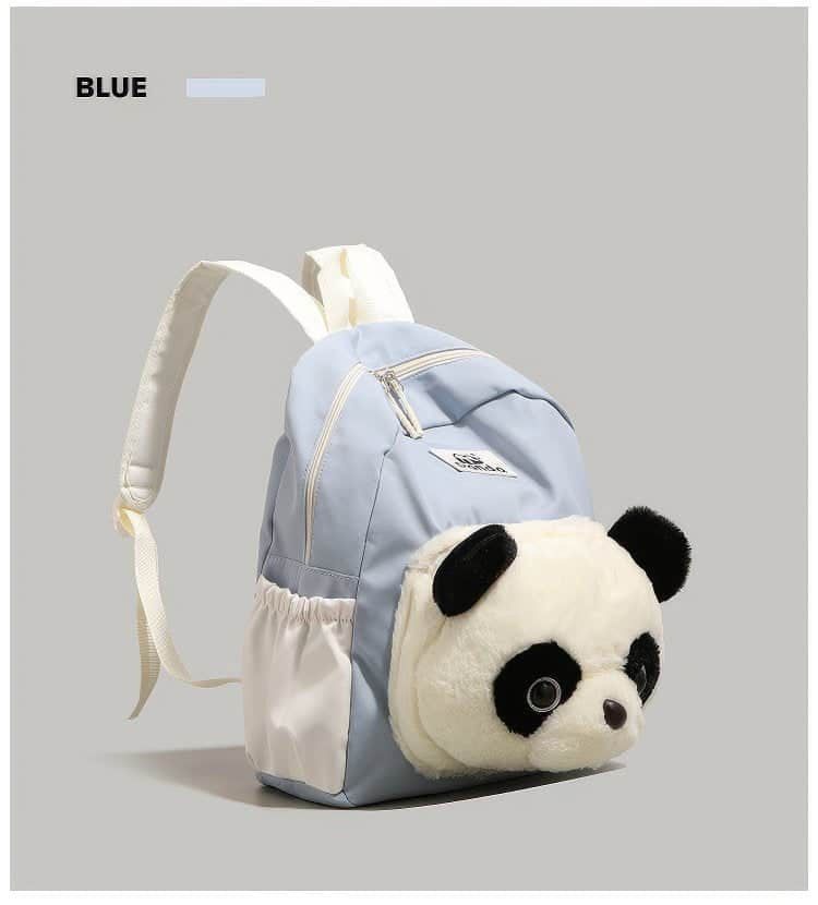 Cute Black and White Panda Backpack with Soft Plush Pocket