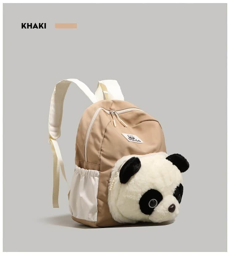 Cute Black and White Panda Backpack with Soft Plush Pocket