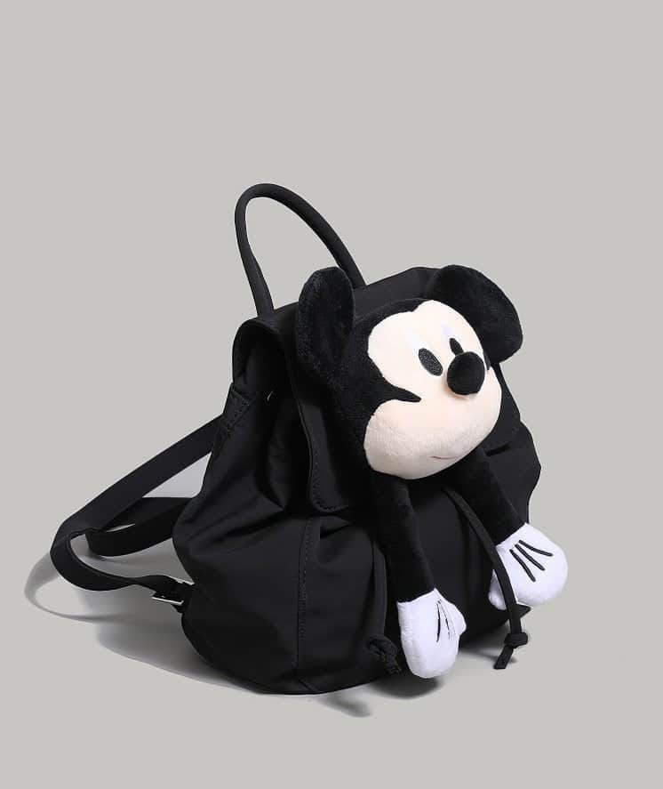 Cute Black and White Plush Face Pocket Schoolbag