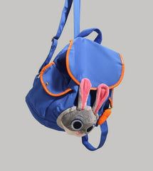 Cute Blue and Orange Judy Hopps Plush Face Pocket Schoolbag Blue