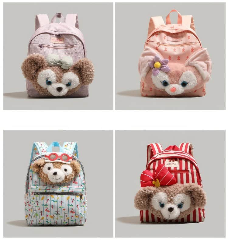 Cute Light Purple StellaLou Plush Face Pocket Schoolbag