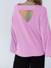 Cutout Back Long Sleeve T-Shirt
