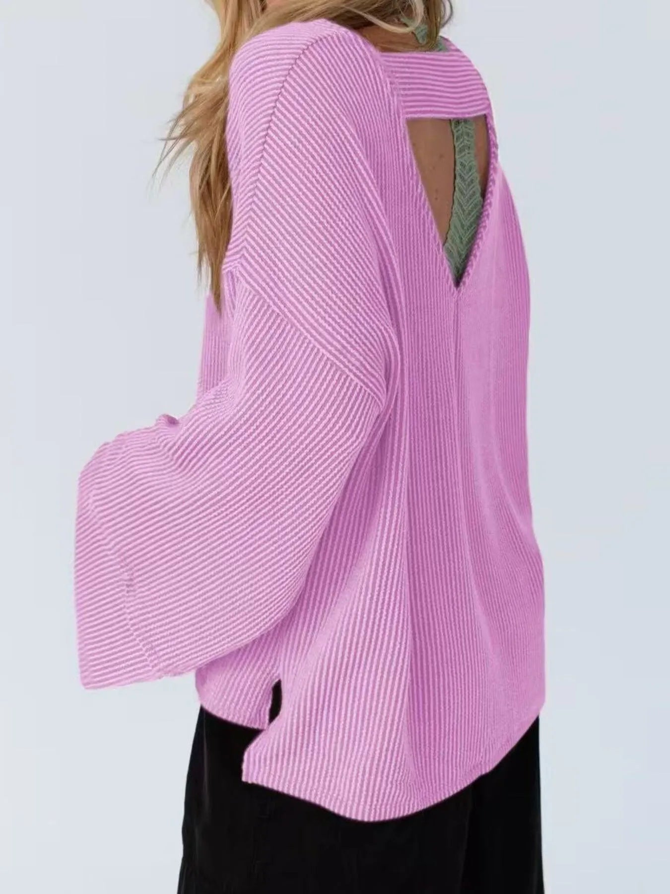 Cutout Back Long Sleeve T-Shirt