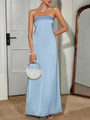 Cutout Back Tube Maxi Dress