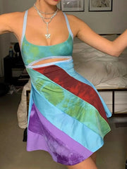 Cutout Color Block Cami Dress