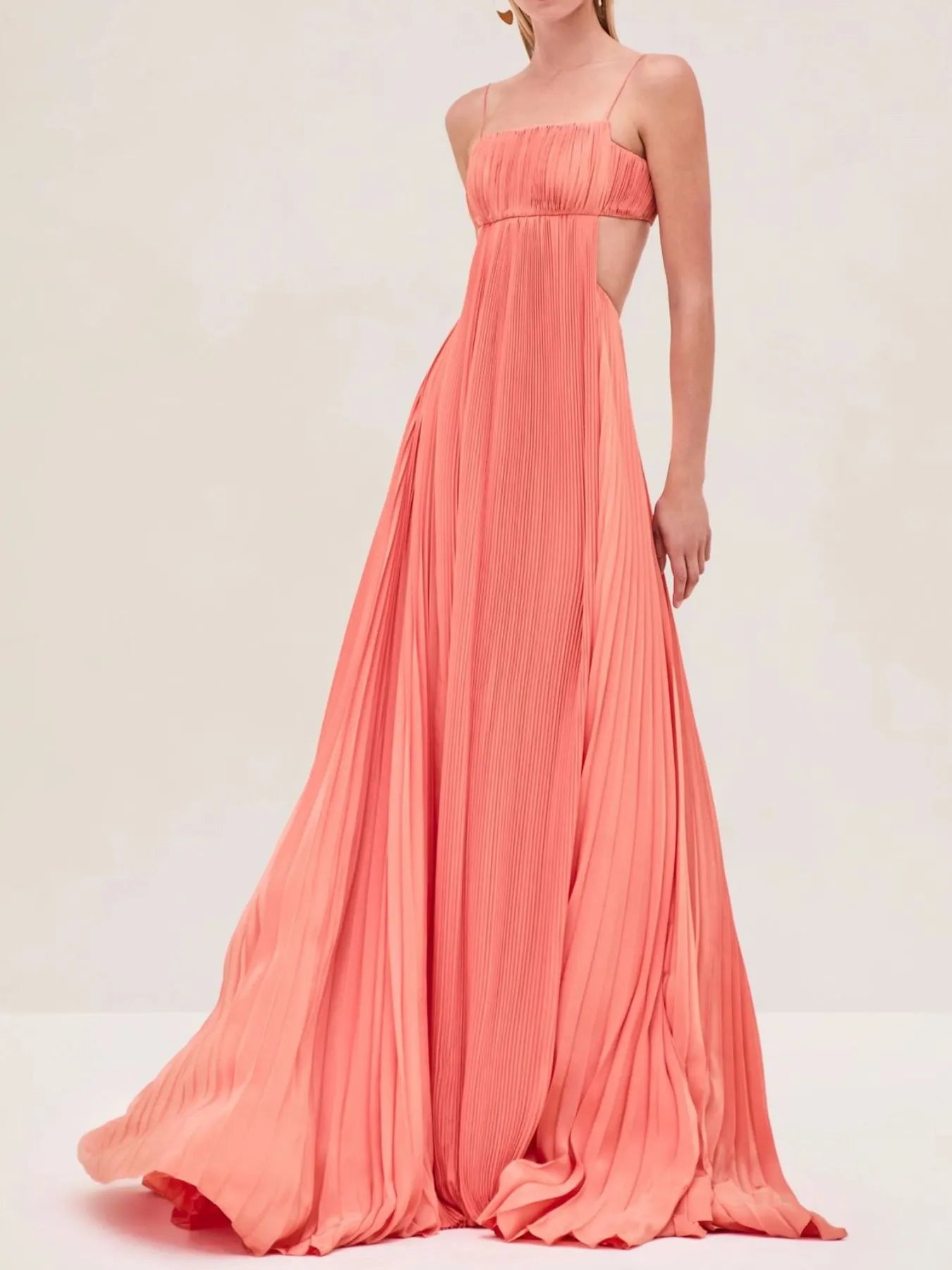 Cutout Ruched Maxi Cami Dress Red / S