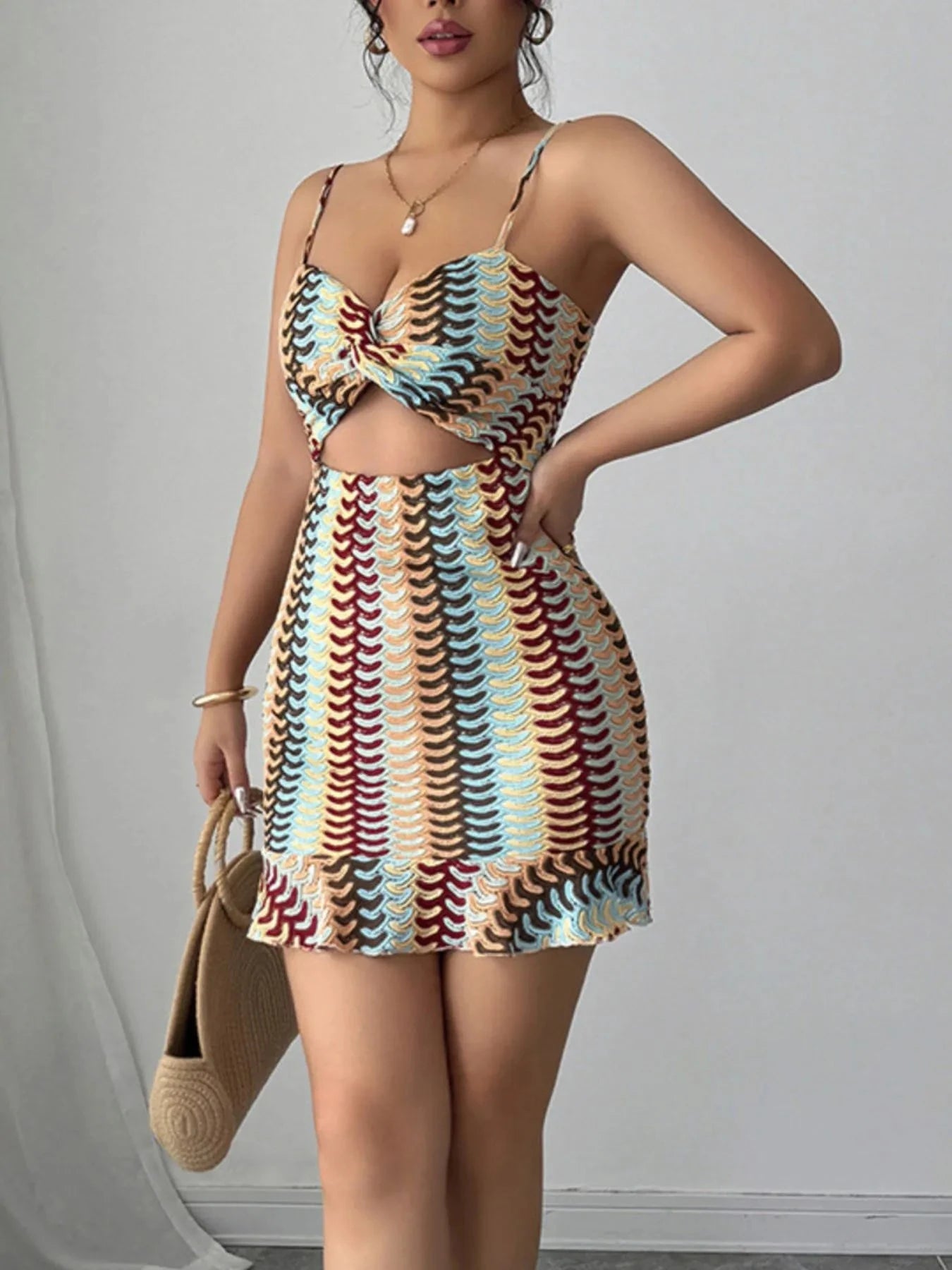 Cutout Ruffled Hem Cami Dress