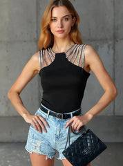 Cutout Sleeveless Tank Top Black / XS