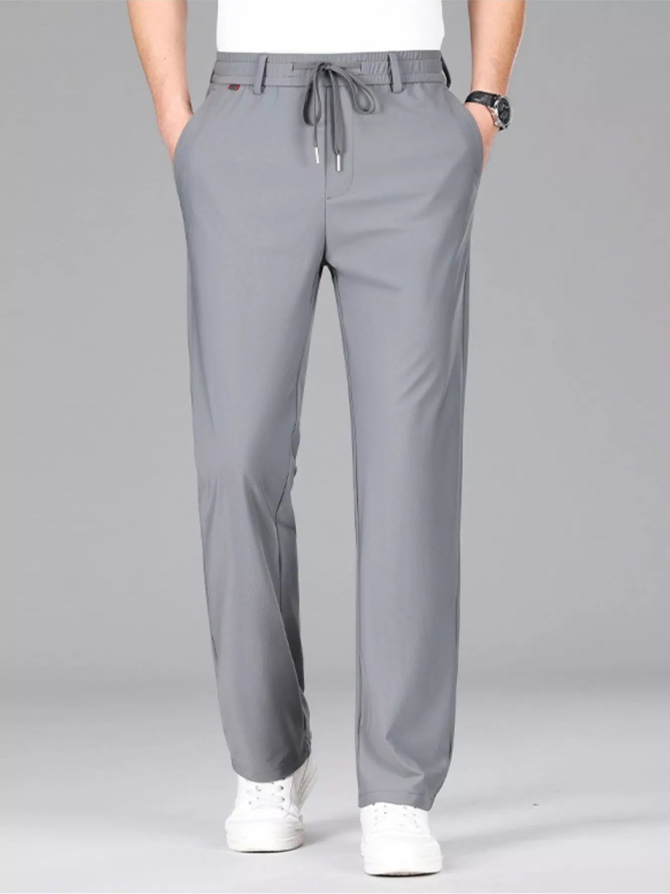 Men's lightweight casual pants with a drawstring waist.