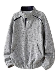 Men's textured sweatshirt with a stand collar and kangaroo pocket.