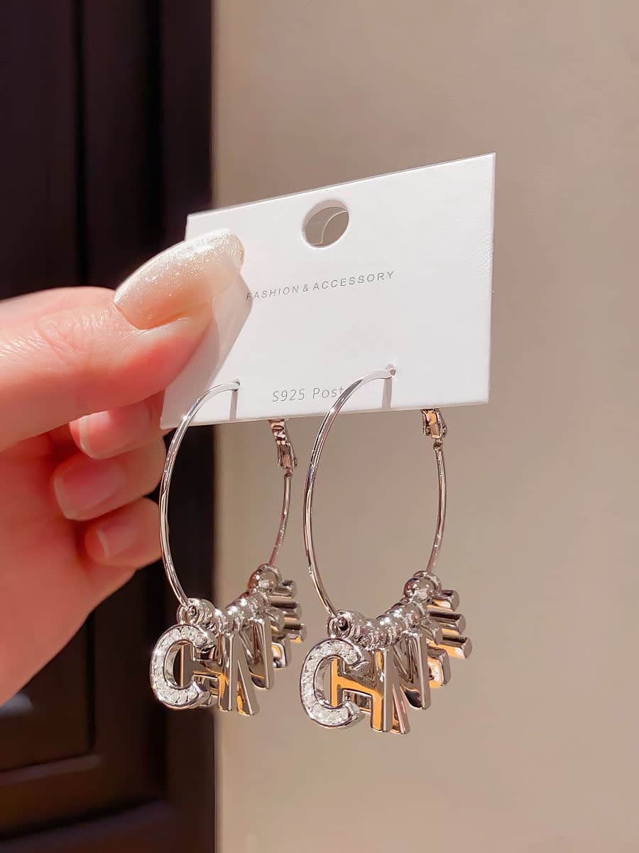 Delicate Hoop Earrings with Dangling Letter Charms