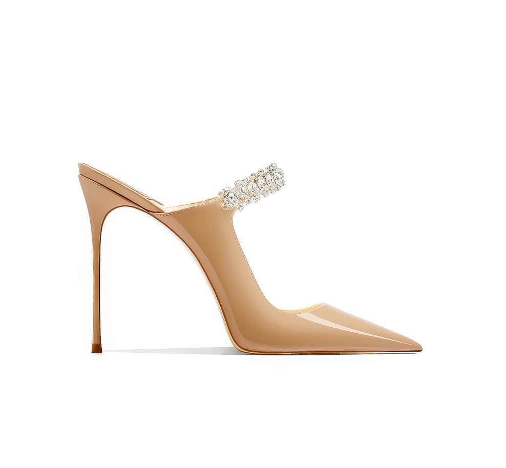 Diamante Decor Open Back Cut Out Heels EU 33 / PeachPuff / 6CM