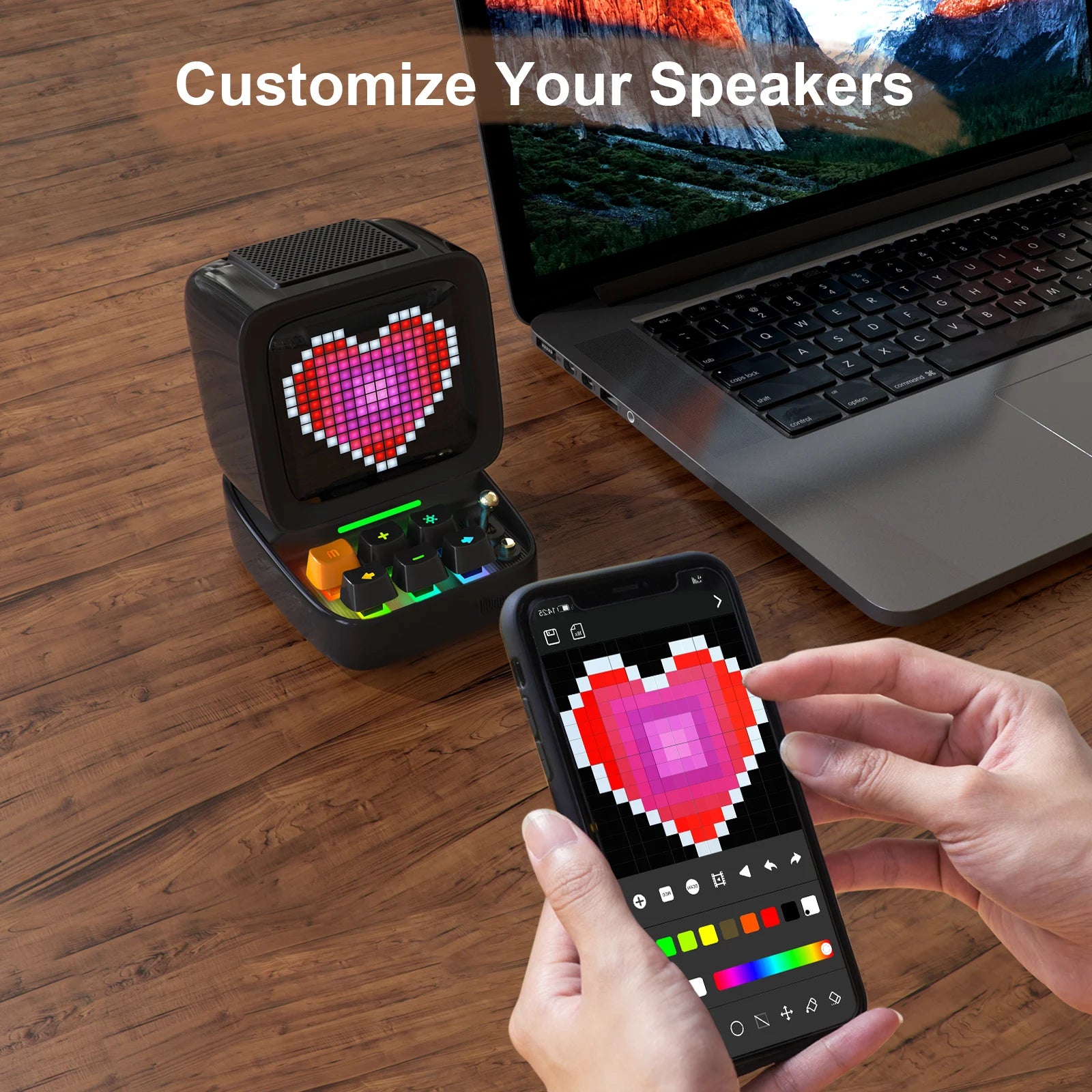 Divoom Ditoo Pixel Art Bluetooth Speaker - Wireless, 15W Output Power, Ideal for Gaming Room Setup with 16x16 LED App-Controlled Front Screen