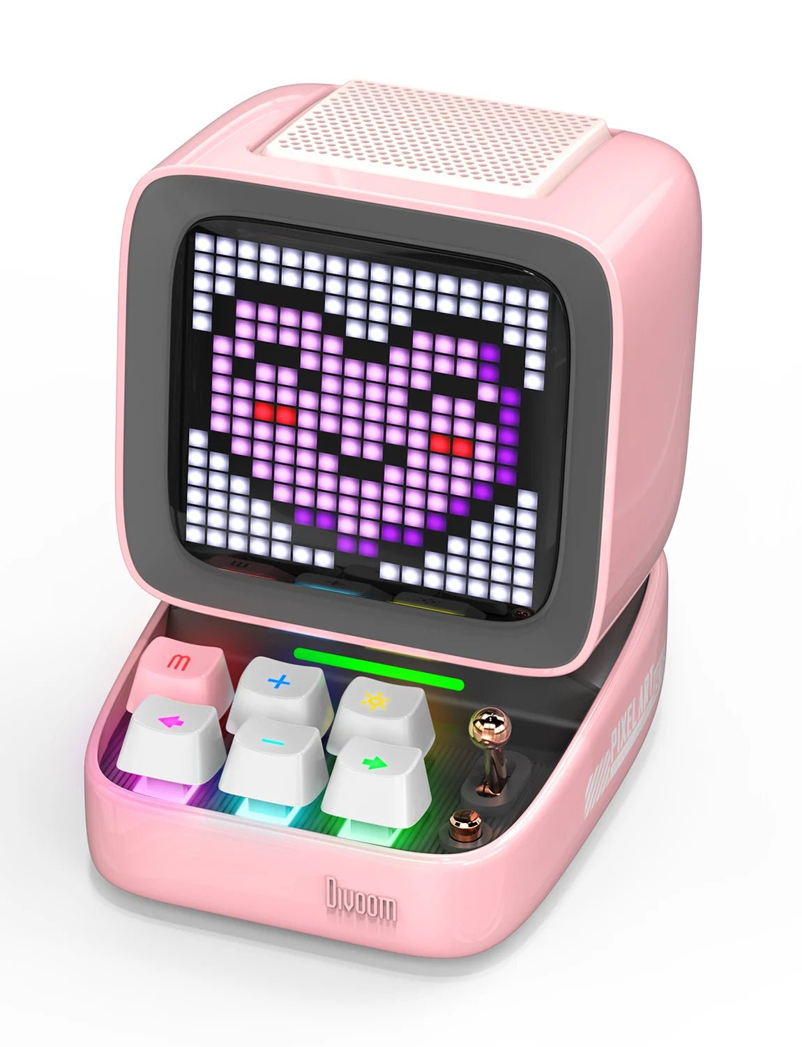 Divoom Ditoo Pixel Art Bluetooth Speaker - Wireless, 15W Output Power, Ideal for Gaming Room Setup with 16x16 LED App-Controlled Front Screen Pink
