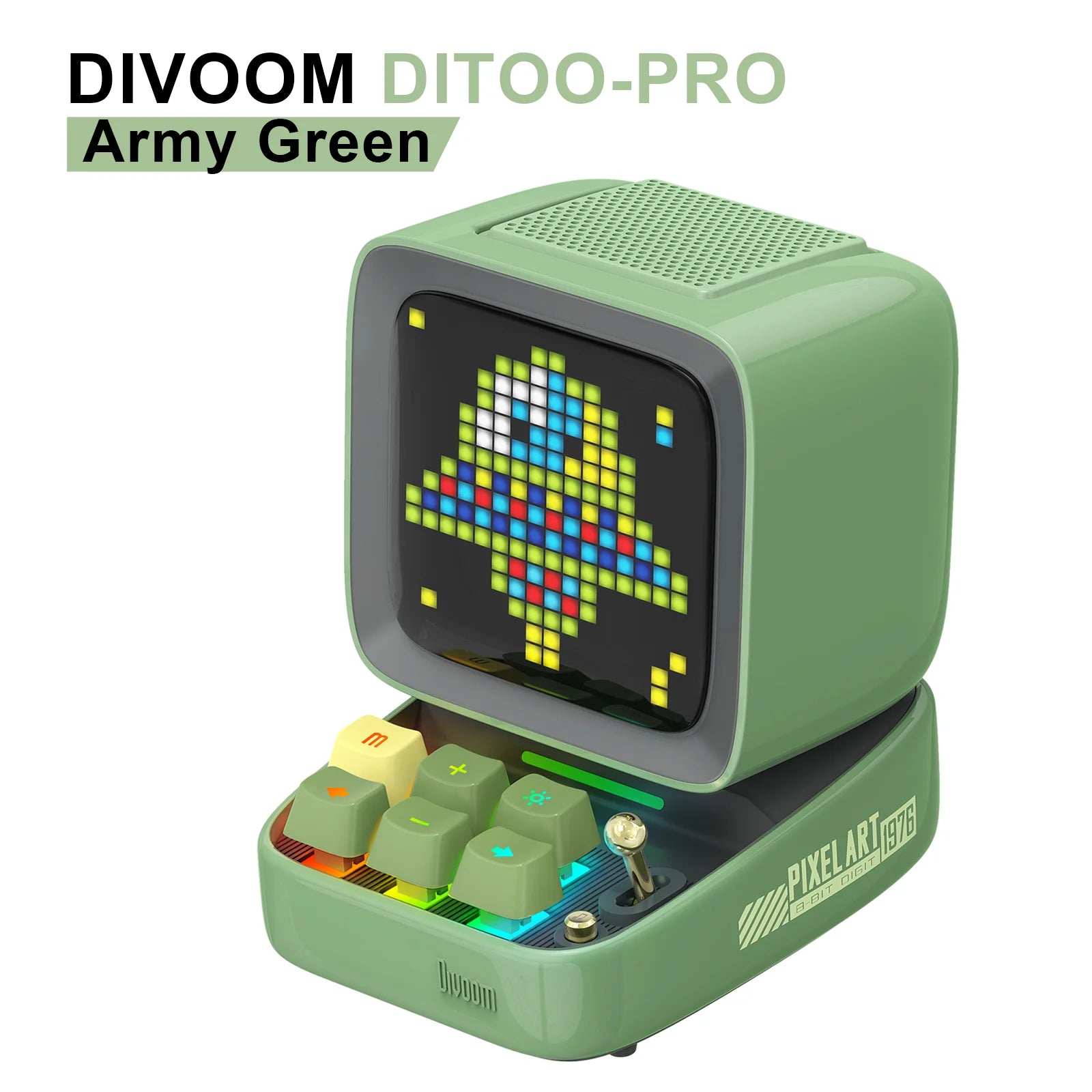 Divoom Ditoo-Pro Retro Pixel Art Bluetooth Speaker - Portable, Alarm Clock, DIY LED Display Board, Cute Gift, Home Light Decoration Ditoo-Pro Green / Speaker