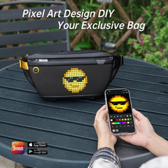 Divoom Pixel Art Sling Bag - Customizable Fashion Design, Outdoor Sport Waterproof, Ideal for Biking, Hiking, and Outdoor Activities with Spacious Interior Black