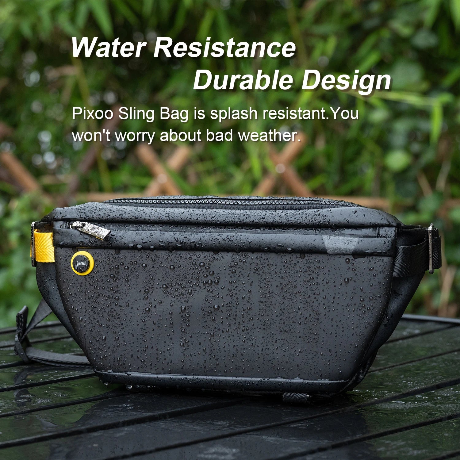 Divoom Pixel Art Sling Bag - Customizable Fashion Design, Outdoor Sport Waterproof, Ideal for Biking, Hiking, and Outdoor Activities with Spacious Interior Black