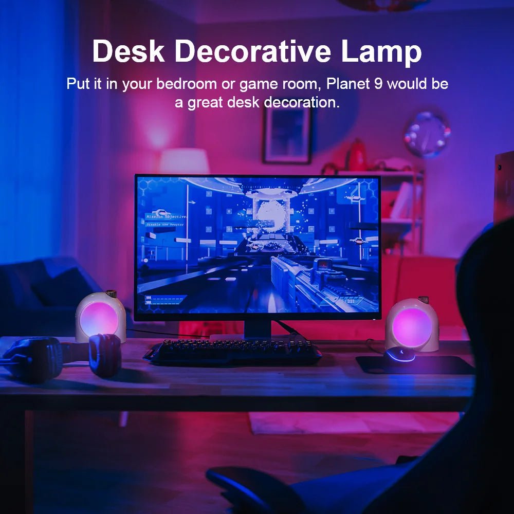 Divoom Planet-9 Decorative Mood Lamp - Programmable RGB LED Light Effects, Neon Atmosphere Bedside Lamp with Music Control