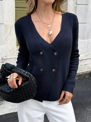 Double-Breasted Knit Cardigan Navy / S