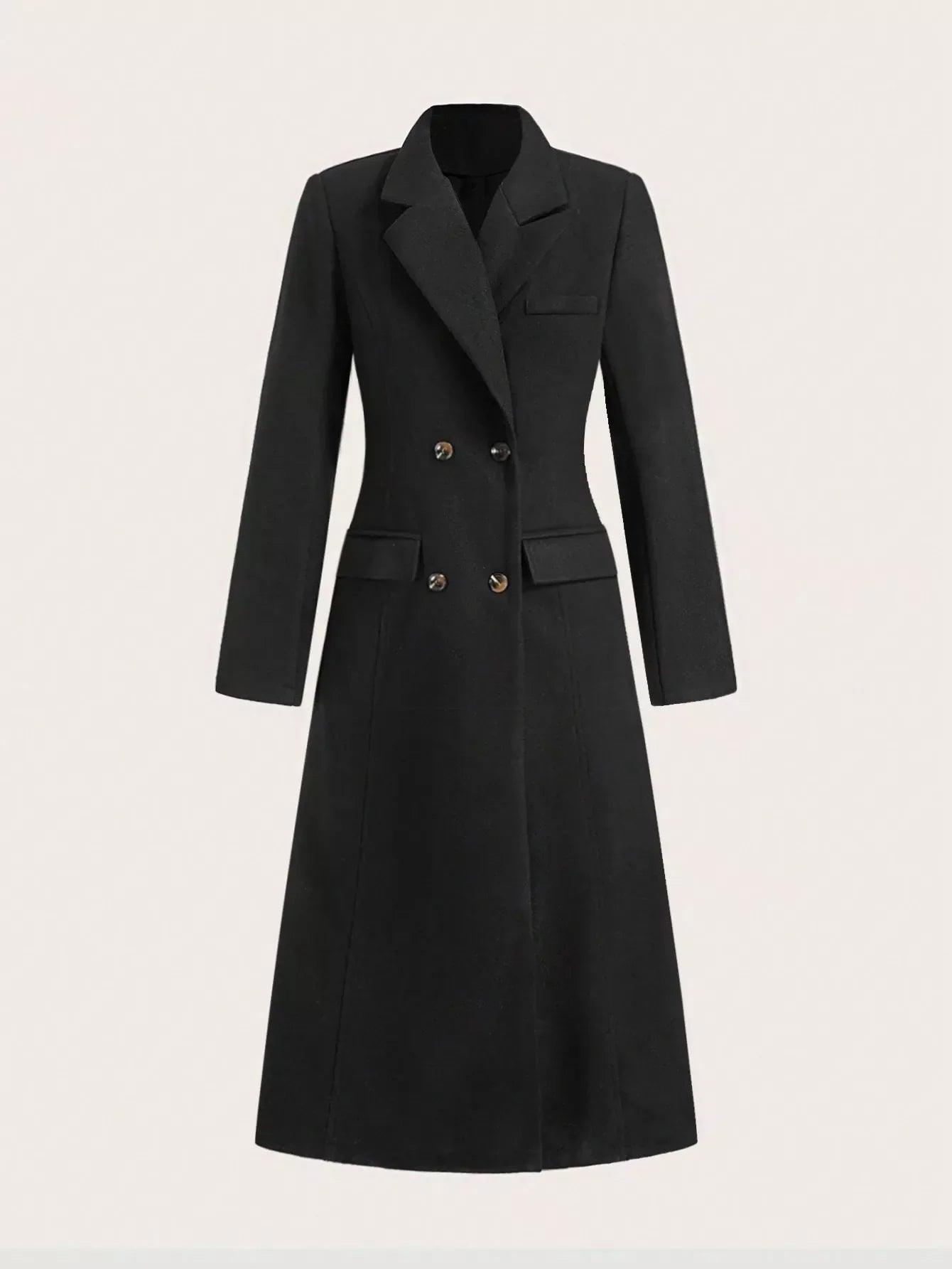 Double-Breasted Wool Blend Overcoat Black / S