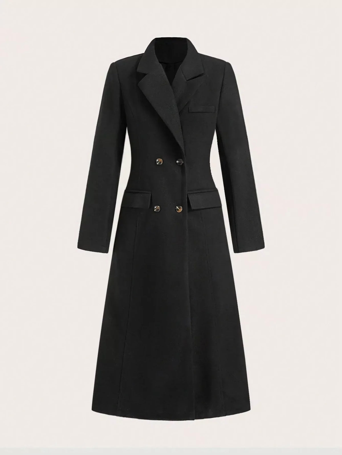 Double-Breasted Wool Blend Overcoat Black / S