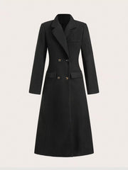 Double-Breasted Wool Blend Overcoat Black / S